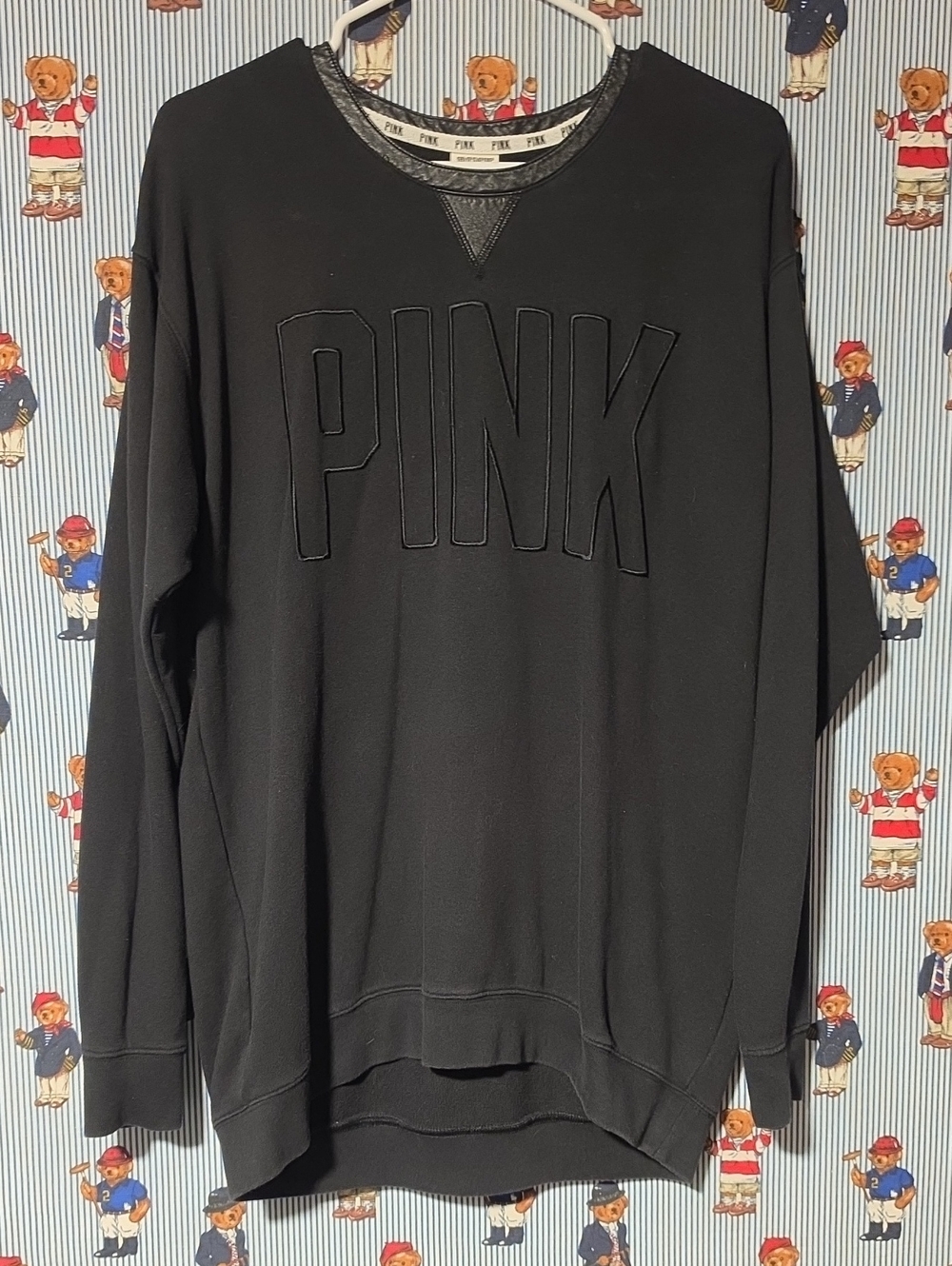 PINK Victoria's Secret Oversized Black Sweatshirt Small